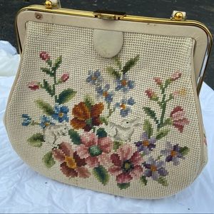 Needlepoint Cottage Core Vintage Purse